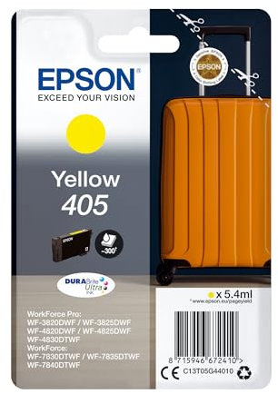 Epson Orginal 405 Tinte Koffer Singlepack gelb Standard WF-3820DWF WF-3825DWF WF-4820DWF WF-4825DWF WF-4830DTWF WF-7830DTWF WF-7835DTWF WF-7840DTWF DURABrite Ultra Ink, ReadyPrint Flex-Tintentarife