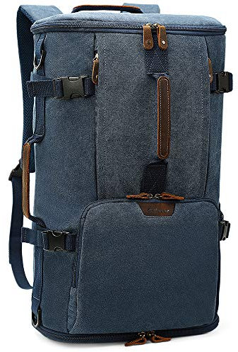 G-FAVOR Mochila de viaje de 40 litros, estilo vintage, de lona, convertible, para portátil de 17.3 pulgadas, Azul, 21.7 x 13.4 x 8.7 inch, Mochilas de viaje