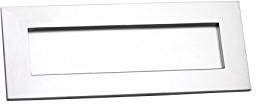 Jiyo.Outdoor Victorian Postal Letter Plate, Satin Chrome 10 x 3 | Includes fixing bolts for quick installation, with durable metal construction and 250mm x 75mm backplate dimensions.