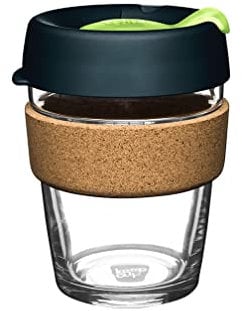 KeepCup Brew Cork, Taza de vidrio reutilizable, Mediana 12 oz/340 ml, Profundo