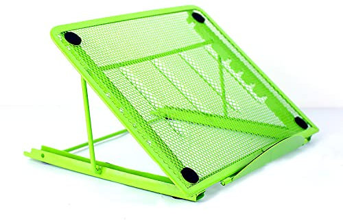 Adjustable Laptop Stand, Portable Steel Laptop Holder Notebook Pad Stand for Desk Foldable Ventilated Computer, Green