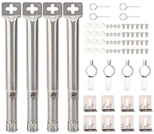 Verstellbarer Rohrbrenner für Gasgrill, 4er-Pack Ersatzteile, Universal Brenner, 30,5-44,5 cm Länge, Geeignet für Gas- und Holzkohlegrill