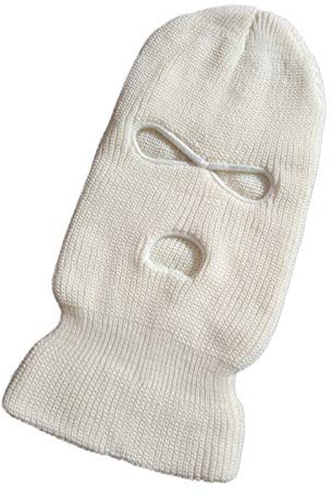 Dazzerake Unisex Sturmhaube Balaclava Windproof Knitted Beanie Cap Cold Weather Fleece Beanie Ski Mask Neck Warmer Wollmaske (C Weiß, OneSize)