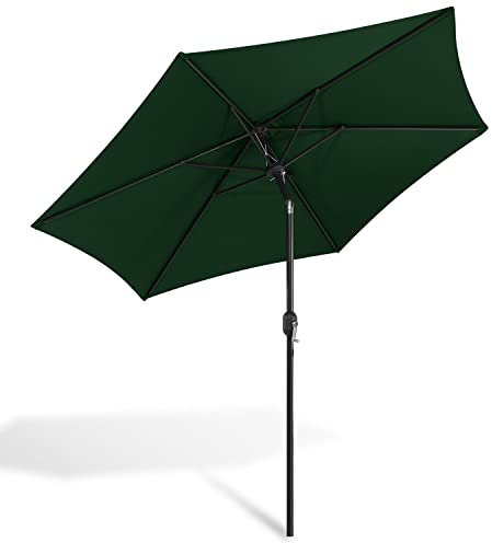 Lospitch Sonnenschirm 270cm, Aluminium Gartenschirm UV-Schutz, Sonnenschirm Balkon schmutzabweisend, Terrassenschirm für Garten Schwimmbad Sandstrand, ohne Ständer (Grün)…
