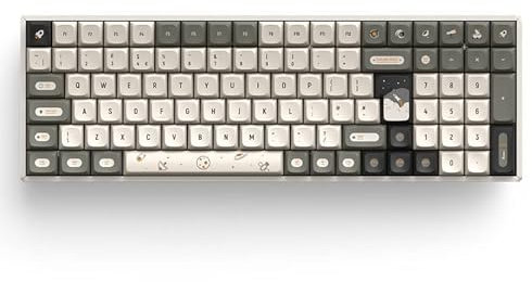 iQunix F97 Hitchhiker Wireless Mechanical Keyboard (UK Layout), Wireless 2.4GHz /Bluetooth 5.1/Wired USB-C Gaming Keyboard 101 Keys, PBT Keycaps Hot-Swappable Cherry MX Reds