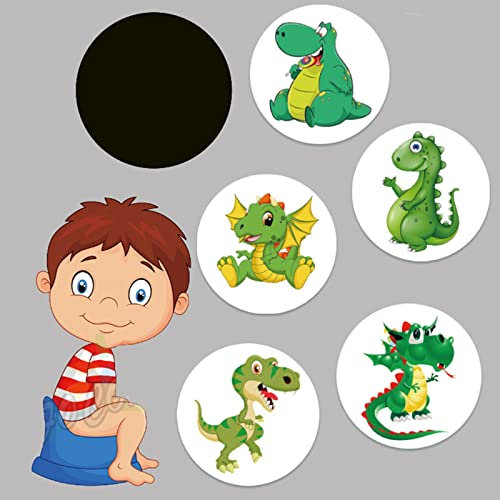 HUNM Magischer Dinosaurier Aufkleber für Töpfchentraining, 5 Stück, Farbwechsel-Aufkleber, Wiederverwendbar, Cartoon-Stil, PVC-Papier, für Keramik und Kunststoff, Töpfchenaufkleber