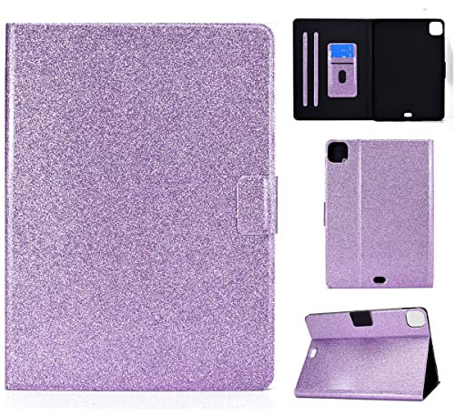 LMFULM® Hülle für Apple iPad Air 4/5 2020-2022 (4/5th Gen) (10,9 Zoll) Glitzer PU Lederhülle Tasche Case mit Auto Schlaf/Wach Ständer Schutzhülle Flip Cover Bling Glänzend Lila