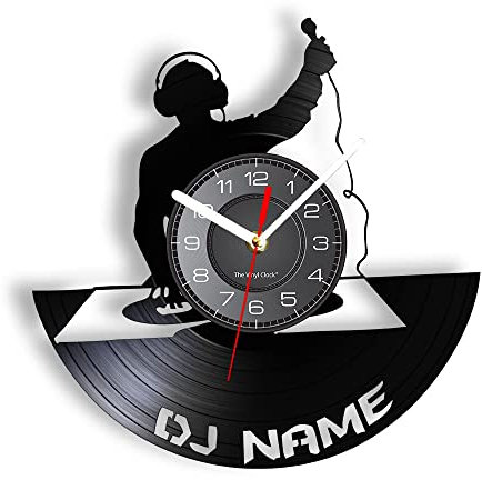 Smotly Vinyl-Wanduhr, 30,5 cm, Schwarz, DJ-Musik-Design, Vintage-DJ-Musik, Wandgeschenk