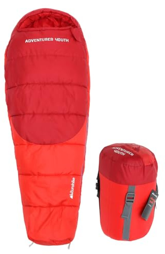 Eurohike Youth Adventurer Sleeping Bag with Pillow Pocket for Teens, Kids, 1 Person, 2-3 Season, Lightweight, Warm, Indoor & Outdoor Use, Camping, Hiking, Backpacking, Compression Bag