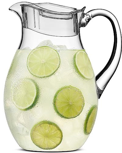 MosJos Jarra acrílica con tapa (72 onzas), ligera, inastillable, sin BPA, ideal para sangría, limonada, agua, jugo, té helado, leche y más