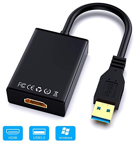GANA USB zu HDMI Adapter, USB 3.0/2.0 zu HDMI Audio Video Adapter, HD 1080P Video Grafikkabel Konverter für PC, Laptop HDTV TV kompatibel mit Windows XP/10/8/7 - Schwarz