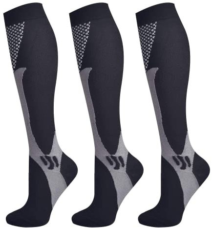 Evolyline 3 Paar Kompressionsstrümpfe Damen Herren, 15-25mmHg Stützstrümpfe Kompressionssocken Hoch Komfort Thrombosestrümpfe für Sport Laufen Flug Reise Fahrrad Radsport