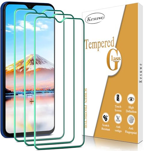 Kesuwe [3 Piezas] Protector Pantalla para Xiaomi Poco M3, Dureza 9H Cristal Templado, Antiarañazos, Antihuellas, Fácil de Instalar, Sin Burbujas