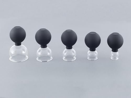 HomeBee® Schröpfgläser Set aus Echtglas mit Saugball – Hochwertiges Schröpfglas & Faszienschaber in schwarz gegen Verspannungen