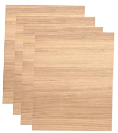 Risegun 4 placas de madera contrachapada A4, 297 mm x 215 mm x 3 mm, placas de madera contrachapada finas (+/- 0,2 mm) para manualidades, madera, mini casa, barco, avión, modelo