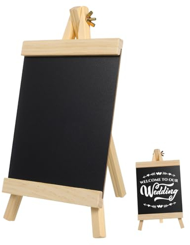 Operitacx Tableau Noir de Table en Bois Chevalet, Panneau Menu pour Mariage, Léger et Effaçable avec Craie Liquide, Décor de Bureau Cuisine