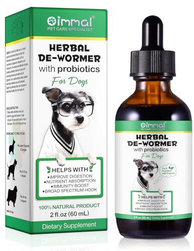 JSBNQRMZ Natural Dewormer For Dogs & Cats,60ml Herbal De-Wormer with Probiotics for Dog,Intestinal Tract Support Formula,Gentle & Effective Wormer for Dogs