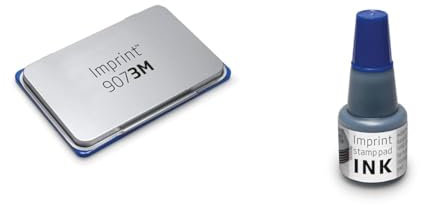 Imprint 9073M Stempelkissen Blau – Metall, Größe 12,5 x 8 cm & Stempelfarbe zum Nachfüllen für Stempelkissen 9072M & 9073M, Wasserbasierend Blau