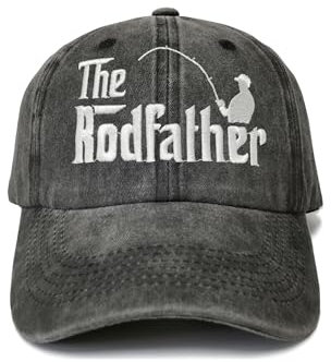 Shenbors Bestickter The Rodfather Hut für Männer, Vatergeschenk für Papa Papa, Washed Black Baseball Cap Snapback Hat, The Rodfather (Washed Black), Einheitsgröße