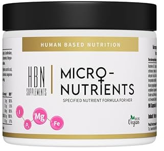 HBN Supplements - Micronutrients For Her - 90 Kapseln á 900 mg Mutivitaminpräparat für Frauen mit Eisen, Zink, Selen, Magnesium, Vitamin D u.v.m.