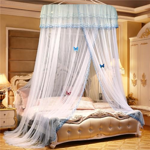 ENEN Spitzenkante Moskitonetz Bett Baldachin, Betthimmel Kinderbett Prinzessin Betthimmel Fliegennetz Moskitonetze Reise Moskitonetz - Schmetterlingsornamente Nicht Enthalten (Weiß)