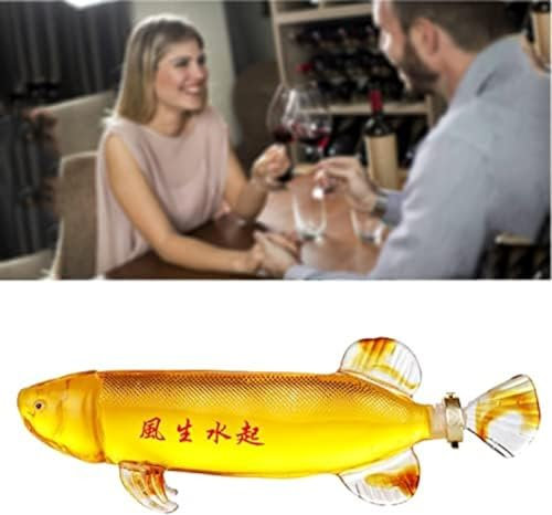 Ensemble de Carafe à Whisky Carafe à Whisky en Forme de Poisson Animal, Carafe en Verre à Haute teneur en Borosilicate de 1000 ML, Carafe à Whisky et à vin Carafe en Verre de Poisson pour wh