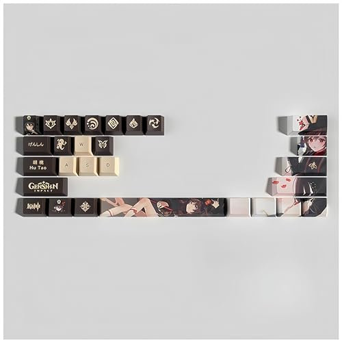 Genshin Impact Tastenkappen, 29 Tasten, OEM/PBT Thermosublimation, benutzerdefinierte Tastenkappen für 61/64/87/104/108 Cherry Gateron MX Switches mechanische Tastaturen (Hu Tao)