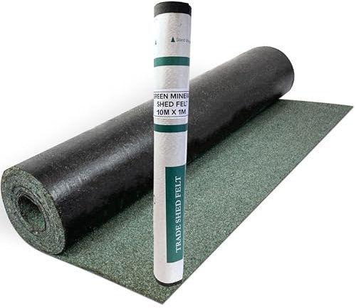 Standard Grade Shed Roof Felt Green Mineral 32.8 x 3.2ft (10m x 1m) - Durable, Long-Lasting Heavy-Duty Roofing Felt, Weatherproof Roof Covering for Summerhouses, Sheds, Kennels