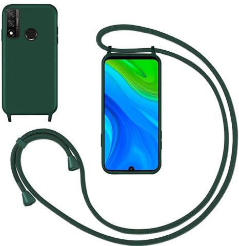 GoodcAcy Handykette Handyhülle für Huawei P Smart 2019/2020,Smartphone Necklace Hülle mit Band Schutzhülle mit Kette zum umhängen Halskette Flüssig Silikon Case für Huawei P Smart 2019/2020,Grün