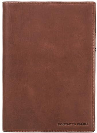 Jeenuuder Buchumschlagschutz, Retro-Design, aus Leder, mit Stifthalter, Business-Notizblock, Schutzhülle für Bücher, Schul- und Bürobedarf, B5
