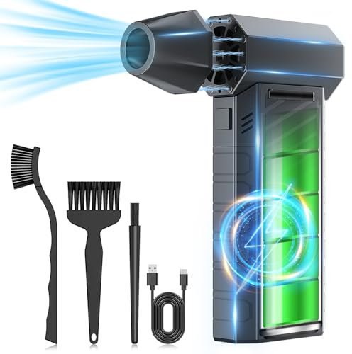 VANBAR Electric Compressed Air Cleaner for PC, 180000RPM Super Power Air Duster, 3-Gear Rechargeable Air Blower Keyboard Cleaner, Turbo Fan for Computer, Outdoor, House, Car