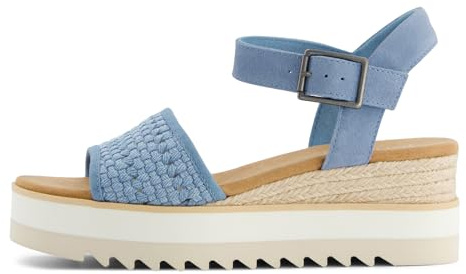 TOMS Diana Damen-Sandale mit Keilabsatz, Obermaterial aus Leder, mit Seil umwickelte Zwischensohle, verstellbarer Riemen, Schnalle, OrthoLite-Einlegesohle, 7