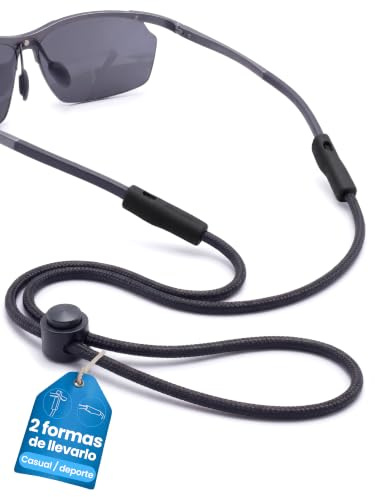 STANDWERK 2 in 1 Brillenband aus Paracord (schwarz) – Sport & Ketten-Style in einem I Anti-Rutsch Brillenhalter für Damen, Herren & Kinder, verstellbare Brillenschnur, Brillen Band, Brillen Halterung