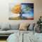Wandbilder Dekoration Wohnzimmer Vier Jahreszeiten Baum rot blau abstrakt Bilder auf Leinwand 60x120cm Leinwandbild Schlafzimmer Küche Deko Wand Kunstdruck Art Groß XXL Wanddeko Bild Wall Decor Canvas