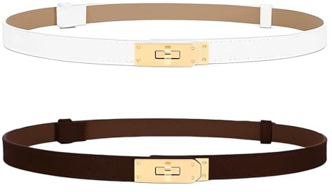 PANYI 2 Stück Dünner Gürtel Damen Schmaler Damen Verstellbare Gürtel Dünne mit Drehverschluss Vintage-Dekorgürtel für Kleider,Jeans,Hosen,Blazer