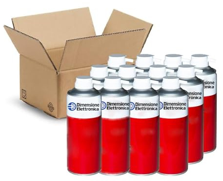 12 PEZZI bombolette aria compressa spray 400 ml LINK pressurizzata con cannuccia per pulizia pc, dispositivi elettronici e su ogni parte difficile da raggiungere by Dimensione Elettronica