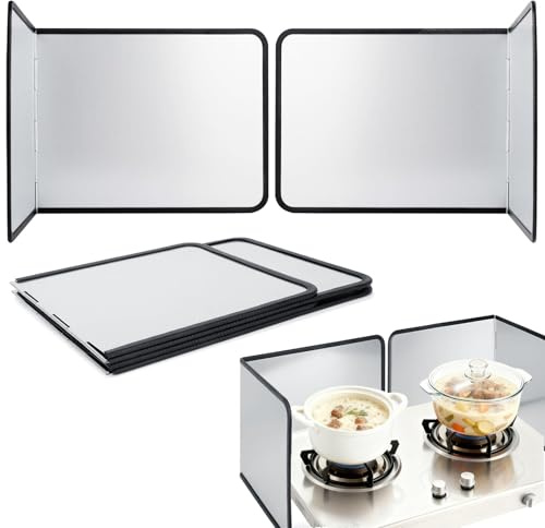 DBAATTZ Paraspruzzi pieghevole per risparmiare spazio, 2 pezzi paraspruzzi per cucina, paraspruzzi a 4 lati pieghevole per cucina, paraspruzzi per parete della cucina, per cucine, fornelli, padelle