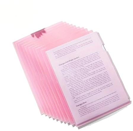 24 Stück Projektordner aus PP-Material – L-förmige A4-Dokumentenhüllen, wasserdichte Aufbewahrung für Datei Prüfungspapier(Pink)