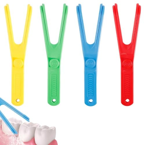 DOVBAN 4 Pezzi Supporto Per Filo Interdentale Riutilizzabile,Forcella Filo Interdentales La Pulizia Di Denti,Portatile,Per Dente Pulizia Interdentale