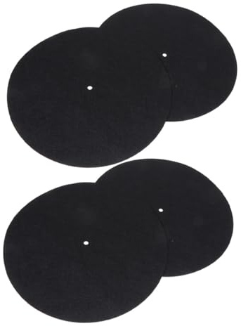 VICASKY Record Player Mats with Anti-static and Shock Absorbing Features for Phonograph Turntables 4pcs for Black Felt Soft Vinyl Slipmats for and Music Enthusiasts