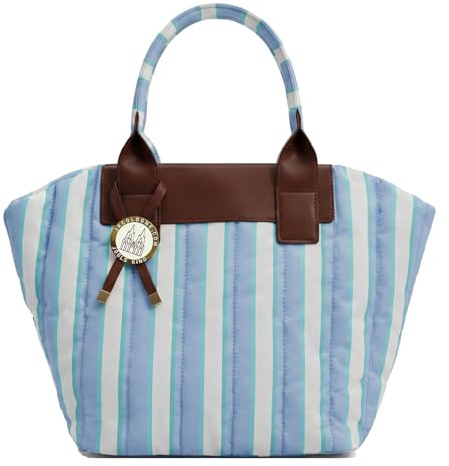 Miosan JKCologne S-Tote Bag | Modische Damen Puff Bag Handtasche: Colourful. Leicht. Wasserabweisend. Nachhaltig | Innenfächer | Inklusive Metallic Brand Charm