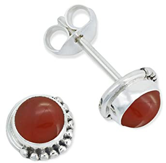 Ohrstecker 925 Silber Karneol orange roter Stein Edelstein Ohrringe echt Silber Damen Sterling Silber Stecker Geschenk(MOS-028-16)