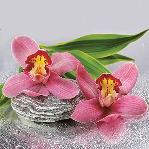 Servietten Napkins 33x33cm 20 Stück Packg. Serviettentechnik Orchidee Steine Blume pink Orchids on Stone