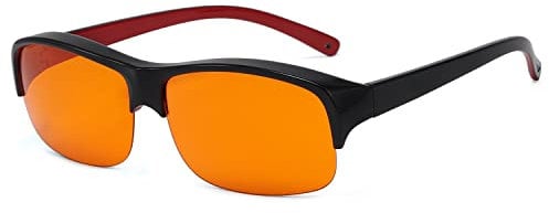 Eyekepper Anti Blaulicht Lesebrille Orangefarbene Linse Schutzbrille Fit over Brillen Halber Rahmen -Schwarz Rot