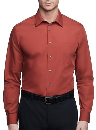 Van Heusen Men's Popeline, Normale Passform, Fester Spitzkragen Dress Shirt (Pack of 1)