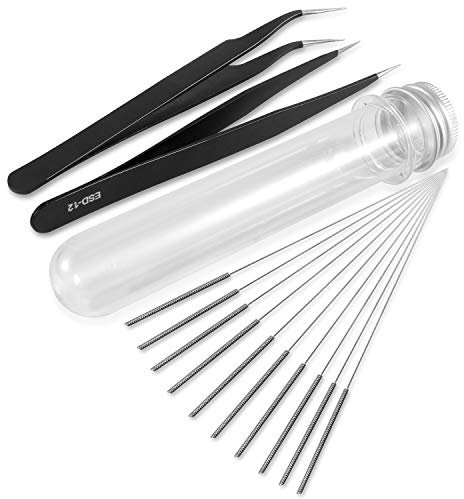 TUZUK Kit de limpieza de boquillas de impresora 3D, agujas y pinzas de 0,4 mm, juego de herramientas de limpieza de boquilla de acero inoxidable, juego de 12