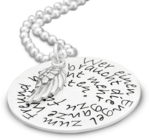Halskette Frau Engelsflügel Gravur Einen Engel Zum Freund 925 Silber Schmuck personalisiert Schutzengel