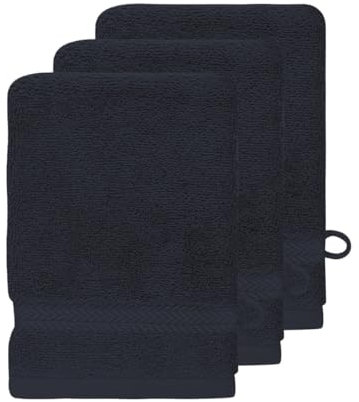 Sensei Maison - Lot de 3 Gants de Toilette 550 g/m² Luxury - 16x22 cm - Bleu Nuit