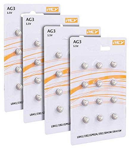 Pack 48 Batterias AG3 1.5V, Batteria a Bottone, LR41, 192, GP92A, 392, SR41W, SR41SW