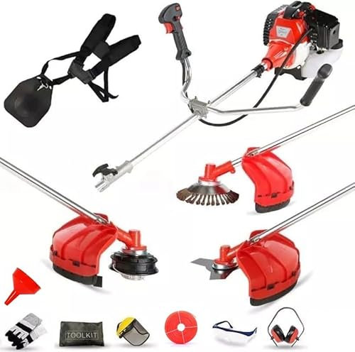Dealourus 5 in 1 Multi Function Garden Tool Petrol Strimmer Brush Cutter Chainsaw hedge trimmer pruner power sweeper broom extension pole